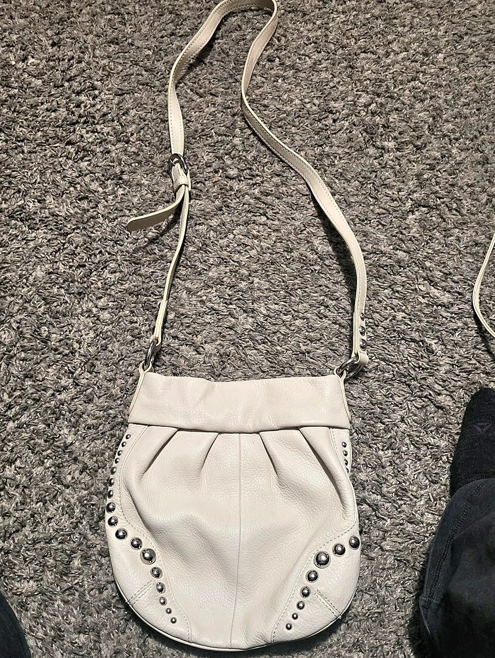 B. Makowsky Studded Crossbody Bag in Beige